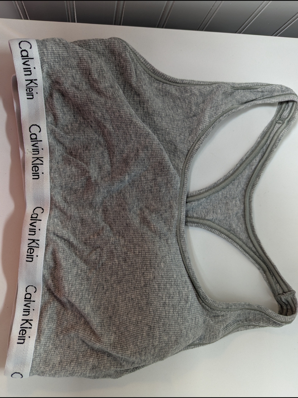 Calvin Klein Gray Ribbed Racerback Sports Bra